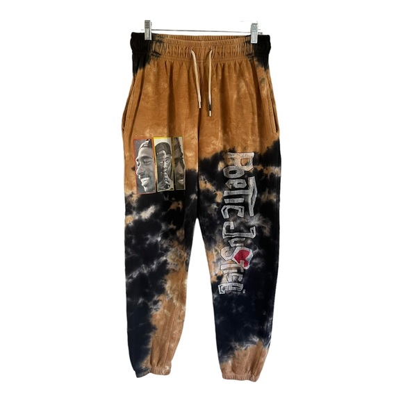 Poetic Justice Other - Poetic Justice Mens Tupac Hip Hop Print Tie Dye Joggers Sweat Pant Size M